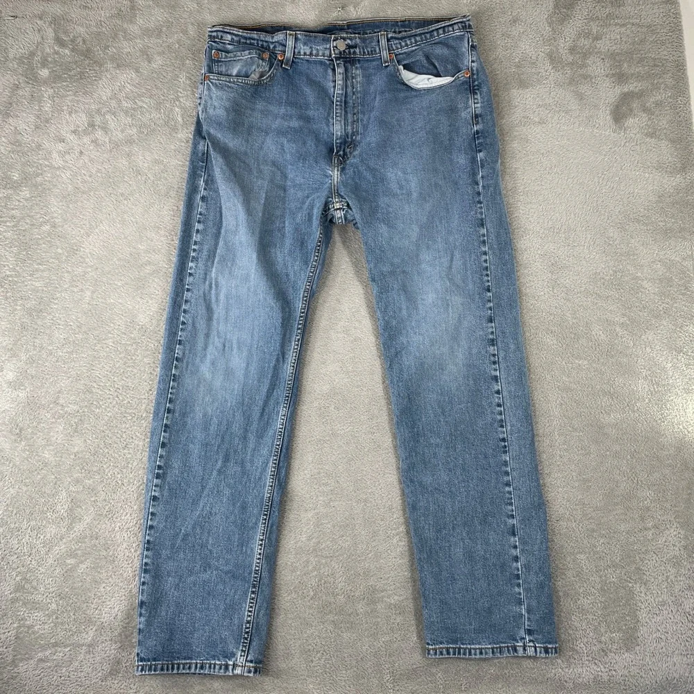 Levis 505 Regular Fit Jeans Mens 38x32‎ Blue Straight Leg Denim Stretch Workwear